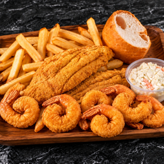 6 Fried Shrimp+ 2 Fish Plate