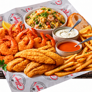 Family Pack 3 (12 shrimp, 4 fish, LG Rice, 1 Side)