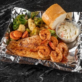 6 Grilled Shrimp+ 2 Fish Plate