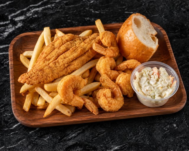 5 Fried Shrimp + 1pc Fish Plate.